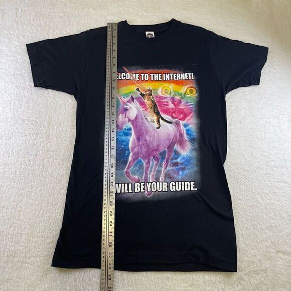 Small Black Welcome to the Internet Meme Shirt Lost Gods Cat Unicorn - Picture 7 of 15